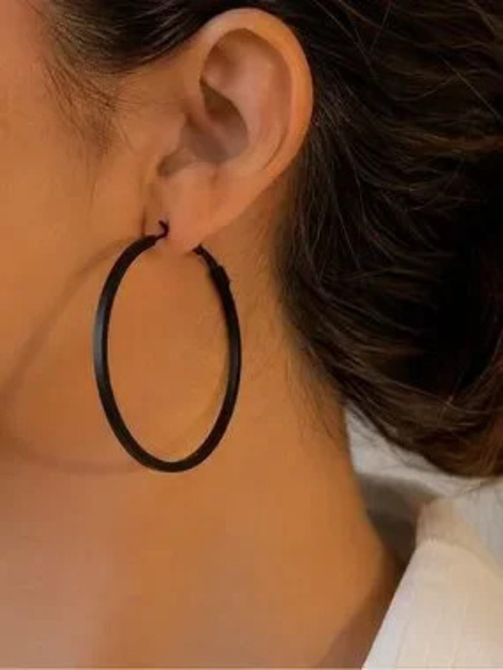Black Hoop Earrings - Sleek Women's Fashion Hoops